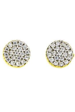 Χρυσά Σκουλαρίκια Στρογγυλά Με Ζιργκόν