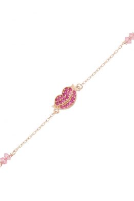 Ροζ Χρυσό Βραχιόλι Με Χείλος Και Ροζ Ζιργκόν