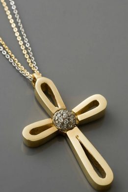 Σταυρός Val'Oro Γυναικείος Χρυσός Με Ζιργκόν Και Δίχρωμη Αλυσίδα