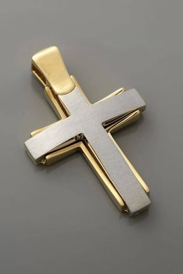 Σταυρός Val'Oro Αντρικός Δίχρωμος Λευκόχρυσος Με Κίτρινο Χρυσό