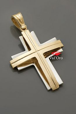 Ανδρικός Σταυρός Val’Oro Λουστρέ και Ματ Επιφάνειας Λευκός με Χρυσό VR010280LK