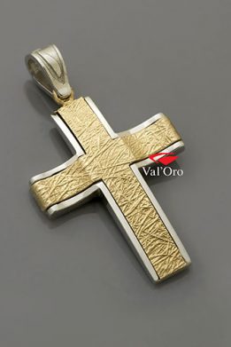 Ανδρικός σταυρός Val'Oro με λουστρέ περίγραμμα και σαγρέ επιφάνεια VR010581LK-N