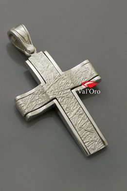 Ανδρικός σταυρός Val’Oro Λευκός με λουστρέ περίγραμμα και σαγρέ επιφάνεια VR010581LL-N