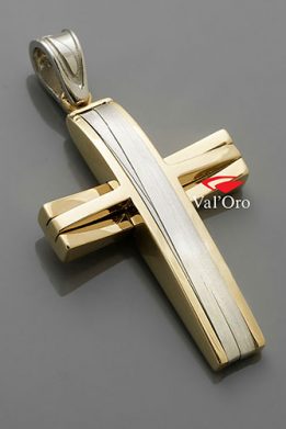 Ανδρικός Σταυρός Val’Oro Λευκός και Χρυσός με Σύρμα και Λουστρέ Eπιφάνεια VR010701KL