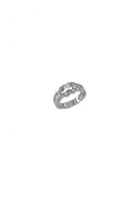 Δαχτυλίδι Μονόπετρο Λευκόχρυσο 14Κ Με Άσπρες Πέτρες Ζιργκόν Σε Μοντέρνο Σχέδιο