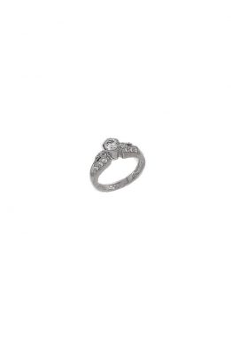 Δαχτυλίδι Μονόπετρο Λευκόχρυσο 14Κ Με Άσπρες Πέτρες Ζιργκόν