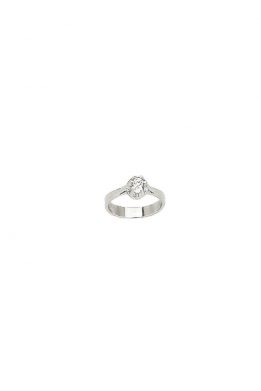 Δαχτυλίδι Μονόπετρο Λευκόχρυσο 14Κ Με Άσπρη Πέτρα Ζιργκόν Σε Μοντέρνο Σχέδιο