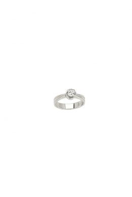 Δαχτυλίδι Μονόπετρο Λευκόχρυσο 14Κ Με Άσπρη Πέτρα Ζιργκόν Σε Μοντέρνο Σχέδιο