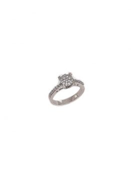 Λευκόχρυσο Δαχτυλίδι Σε Μοντέρνο Σχέδιο Με Άσπρες Πέτρες Ζιργκόν