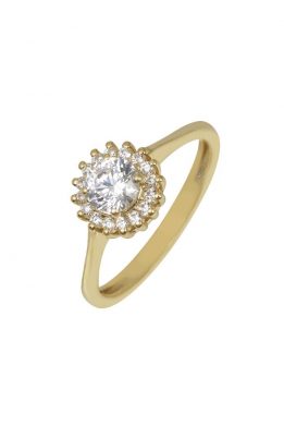 Χρυσό Δαχτυλίδι Ροζέτα Με Άσπρη Πέτρα Ζιργκόν