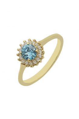 Χρυσό Δαχτυλίδι Ροζέτα Με Πέτρες Ζιργκόν