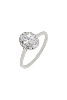 Λευκόχρυσο Δαχτυλίδι Ροζέτα Με Άσπρη Πέτρα Και Ζιργκόν