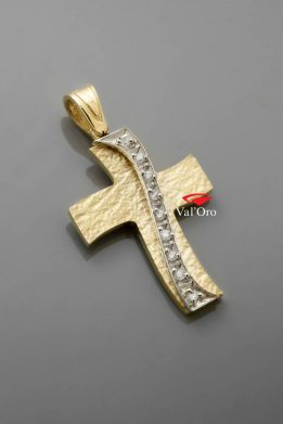 Σταυρός Val'Oro Γυναικείος Δίχρωμος Χρυσός Με Λευκό Χρυσό Και Ζιργκόν