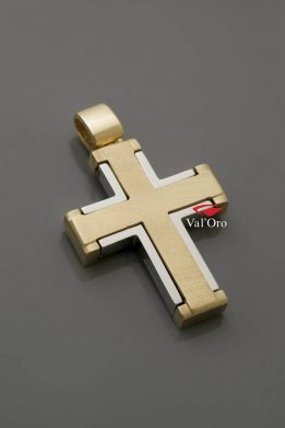 Σταυρός Val'Oro Αντρικός Δίχρωμος Λευκόχρυσος Με Κίτρινο Χρυσό