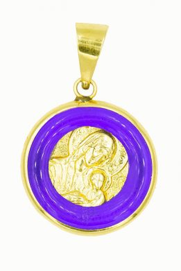 Χρυσό Μενταγιόν Κωνσταντινάτο Με Μοβ Σμάλτο