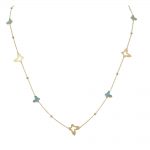 Χρυσό Κολιέ 14Κ Με Πεταλούδες Χρυσές Και Γαλάζιο Σμάλτο