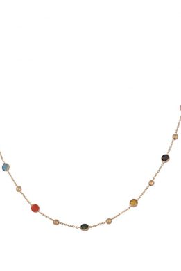 Χρυσό Κολιέ 14Κ Με Πολύχρωμες Πέτρες Ζιργκόν Και Χρυσά Στοιχεία