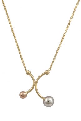 Χρυσό Κολιέ 14Κ Με Ροζ Χρυσή Και Λευκόχρυση Σφαίρα