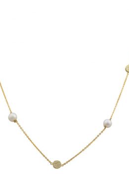 Χρυσό Κολιέ 14Κ Με Πέρλες Και Χρυσές Λεπτομέρειες