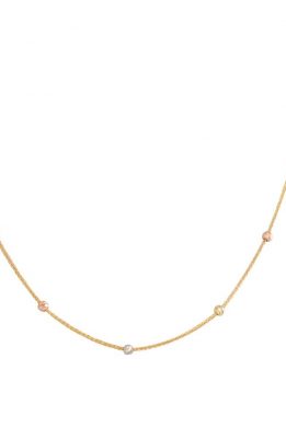 Χρυσό Κολιέ 14Κ Με Χρυσές Λευκόχρυσες Και Ροζ Χρυσές Σφαίρες