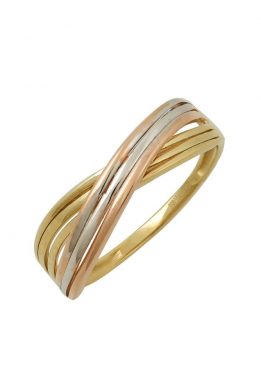 Τρίχρωμο Χρυσό Ροζ Χρυσό Και Λευκόχρυσο Δαχτυλίδι Μοντέρνο Σχέδιο O-D6111