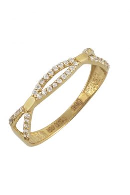 Χρυσό Δαχτυλίδι Με Μοντέρνο Σχέδιο Και Πέτρες Ζιργκόν O-D6138