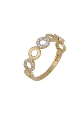 Χρυσό Δαχτυλίδι Με Μοντέρνο Σχέδιο Και Πέτρες Ζιργκόν O-D6146