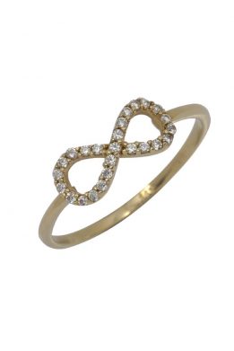 Χρυσό Δαχτυλίδι Με Μοντέρνο Σχέδιο Και Πέτρες Ζιργκόν O-D6157