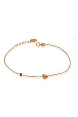 Ροζ Χρυσό Βραχιόλι 9Κ Με Καρδιά Και Κόκκινη Πέτρα Στο Πλάι KO-BRT11025