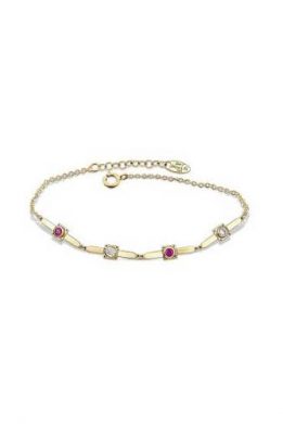 Χρυσό Βραχιόλι 9Κ Με Άσπρες Και Κόκκινες Πέτρες Ζιργκόν KO-BRT11138