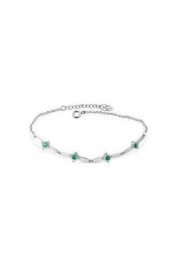 Λευκόχρυσο Βραχιόλι 9Κ Με Πράσινες Πέτρες Ζιργκόν KO-BRT11140