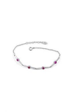 Λευκόχρυσο Βραχιόλι 9Κ Με Ροζ Πέτρες Ζιργκόν KO-BRT11142