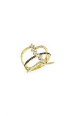 Χρυσό Δαχτυλίδι 9Κ Με Άσπρες Και Μαύρες Πέτρες Ζιργκόν KO-RN11718