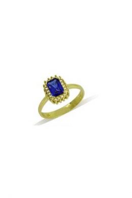 Χρυσό Δαχτυλίδι 9Κ Ροζέτα Με Μπλε Πέτρα KO-RN11925