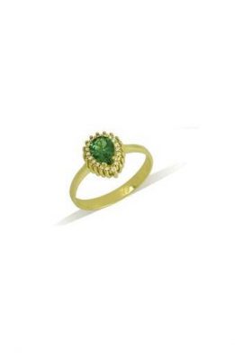 Χρυσό Δαχτυλίδι 9Κ Ροζέτα Με Πράσινη Πέτρα KO-RN11926
