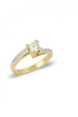 Χρυσό Μονόπετρο Δαχτυλίδι 9Κ Με Άσπρη Πέτρα Ζιργκόν Και Διαμαντάρισμα KO-RN11245