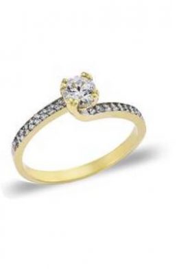 Χρυσό Μονόπετρο Δαχτυλίδι 9Κ Με Άσπρη Πέτρα Ζιργκόν KO-RN11839