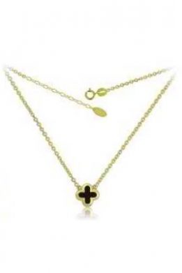 Χρυσό Κολιέ 9Κ Με Σταυρό Van Cleef & Arpels Από Μαύρο Σμάλτο KO-NLB18014