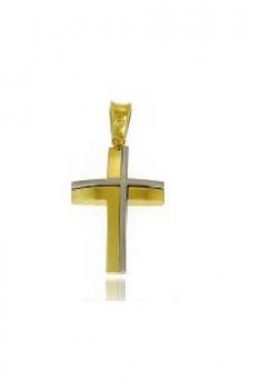 Χρυσός Σταυρός Δίχρωμος Μοντέρνος 9Κ KO-CR11107