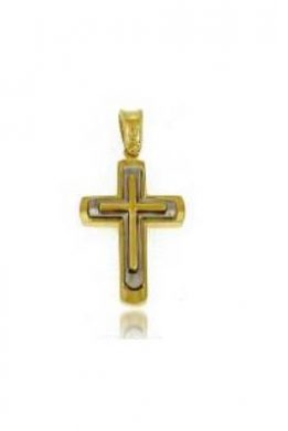 Χρυσός Σταυρός Δίχρωμος Μοντέρνος 9Κ KO-CR11108
