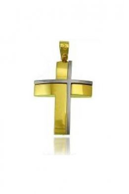 Χρυσός Σταυρός Δίχρωμος Μοντέρνος 9Κ KO-CR11234