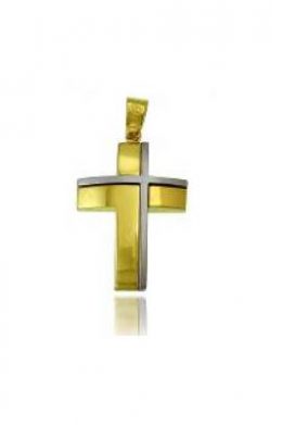 Χρυσός Σταυρός Δίχρωμος Μοντέρνος 9Κ KO-CR11235