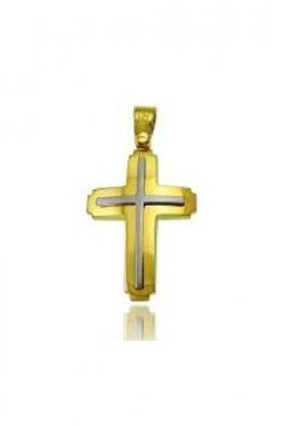 Χρυσός Σταυρός Δίχρωμος Μοντέρνος 9Κ KO-CR11239