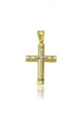 Χρυσός Σταυρός Δίχρωμος Μοντέρνος 9Κ KO-CR11241