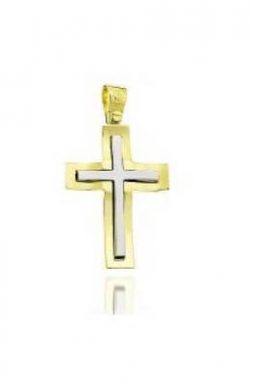 Χρυσός Σταυρός Δίχρωμος Μοντέρνος 9Κ KO-CR11251