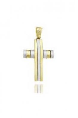 Χρυσός Σταυρός Δίχρωμος Μοντέρνος 9Κ KO-CR11260