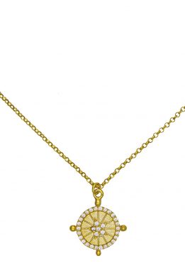 Κομψό  κολιέ από επιχρυσωμένο ασήμι 925 με λευκά ζιργκόν.  K-55-G-93