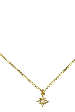 Κολιέ αστεράκι με λευκά ζιργκόν από επιχρυσωμένο ασήμι 925.  K-58-G-7