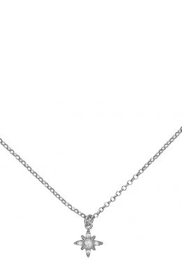 Κολιέ αστεράκι με λευκά ζιργκόν από επιπλατινωμένο ασήμι 925
