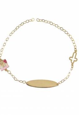 Χρυσή Ταυτότητα Παιδική Με Σταυρό Και Κουκουβάγια 4308